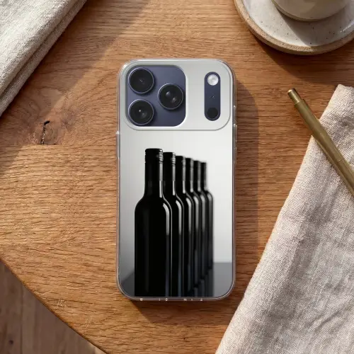 Wijnflessen - Zwart - Minimalistisch Telefoonhoesje iPhone 17 Pro klein -sfeer1