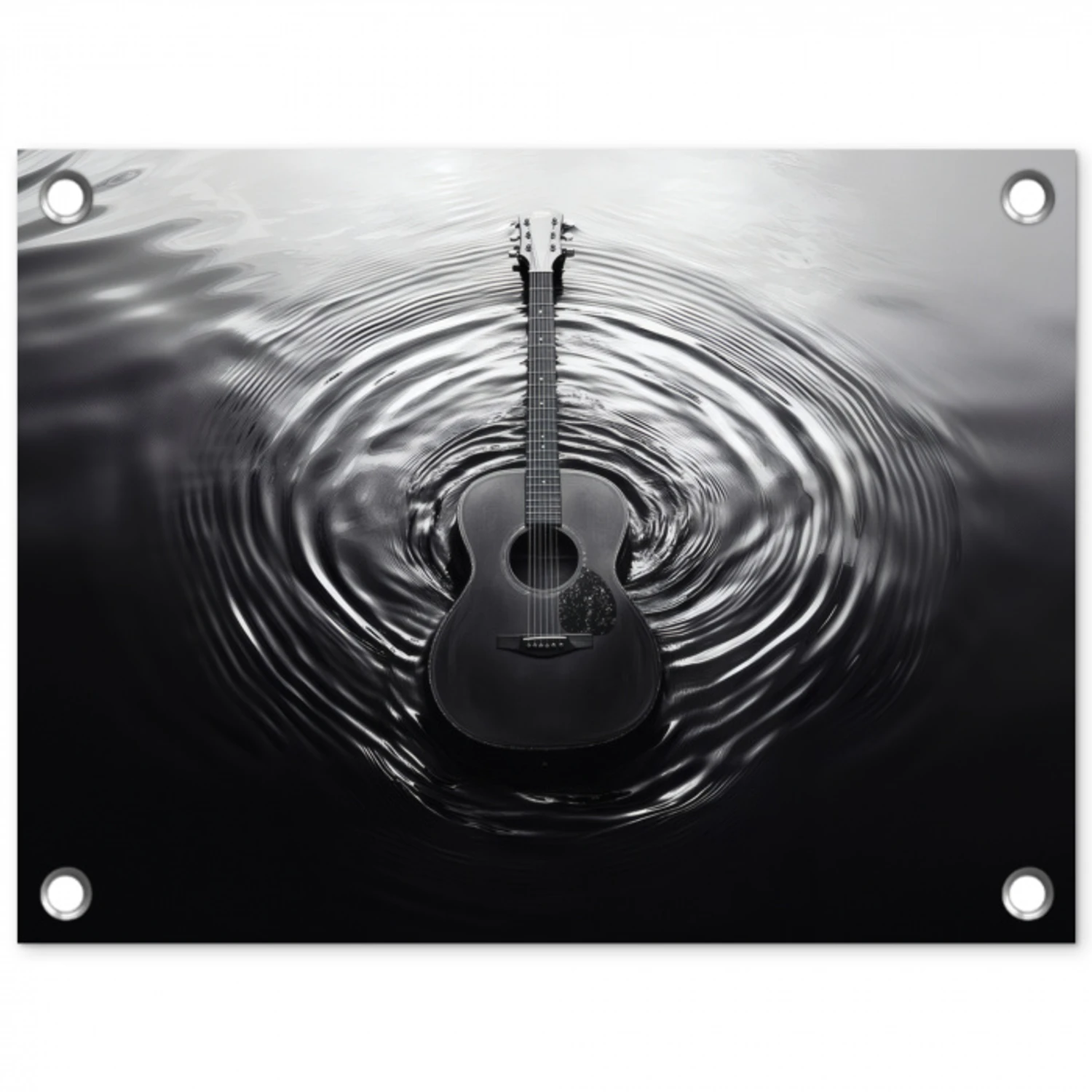 Gitaar - Hout - Water tuinposter los doek klein -3d