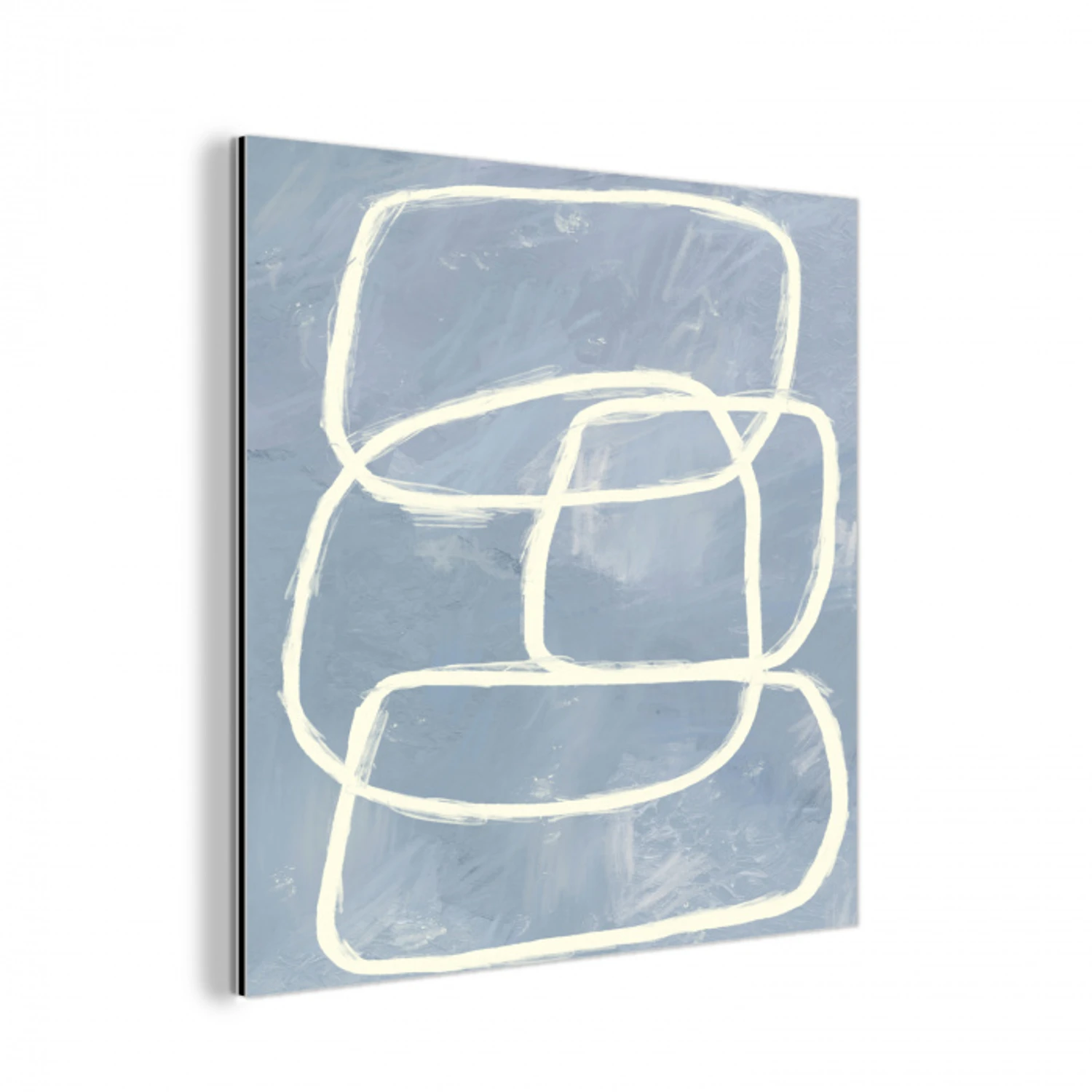 Abstract - Blauw - Kunst aluminium wit klein -3d