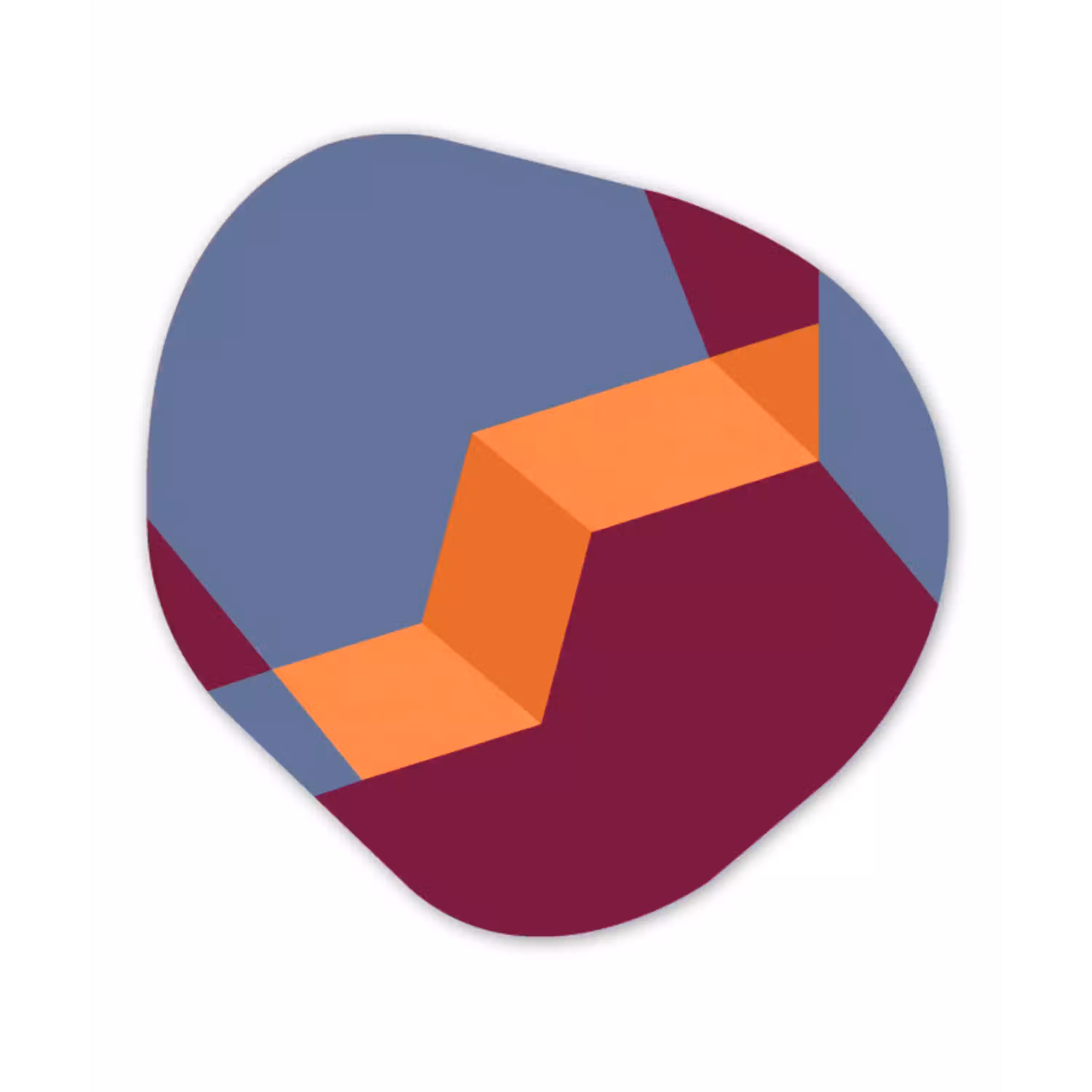 Abstract - Vormen - Modern - Blauw - Oranje Wandcirkel Organisch Plexiglas middel -3d