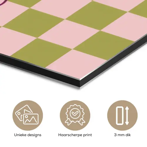 Patroon - Geblokt - Olijfgroen - Amore aluminium wit klein -closeup_NL