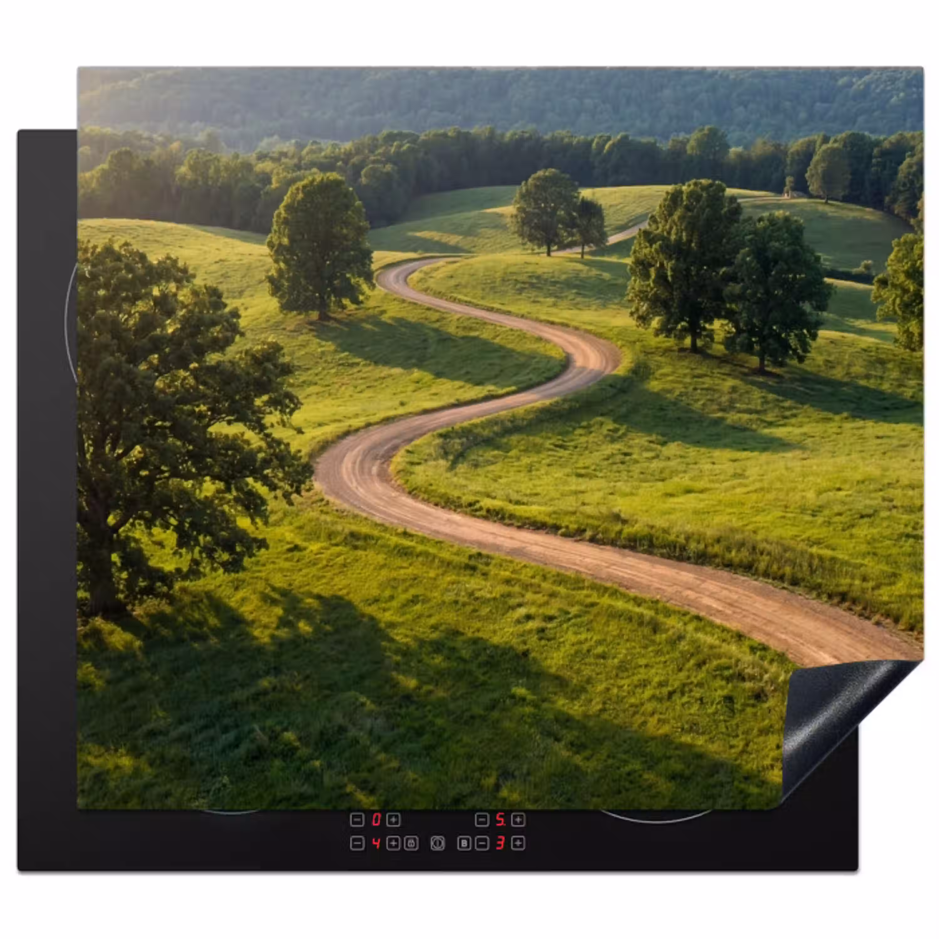 Weg - Weide - Natuur - Groen Inductie beschermer vinyl 3mm middel -3d