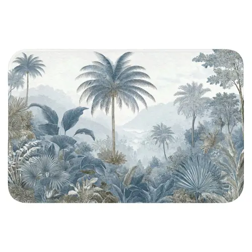 Jungle - Modern - Blauw - Groen Badmat klein -3d