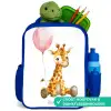 Giraffe met roze ballon Kinderrugzak - Blauw middel -inhoud_NL