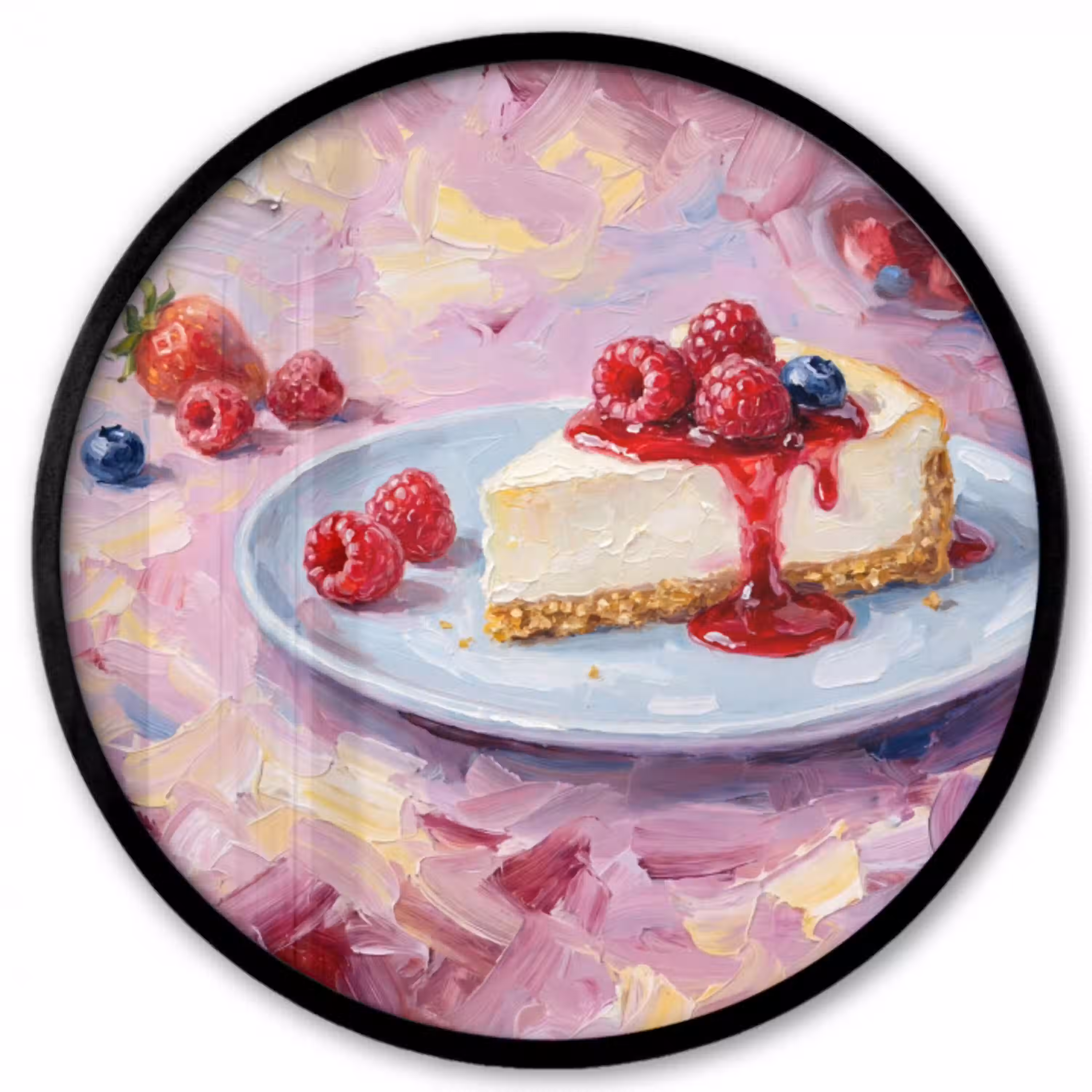 Eten - Cheesecake - Bessen - Abstract - Roze Fotolijst rond zonder passe partout klein -3d