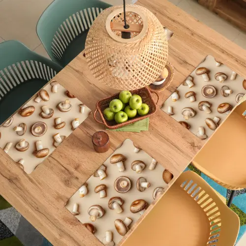 Kastanje Champignons - Beige Placemat vinyl groot -zzsfeer5_Kitchenyeah-website