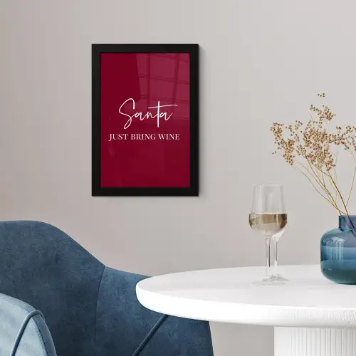 Santa - Wine - Rood - Kerst - Kerstman fotolijst zwart zonder passe partout klein -sfeer4