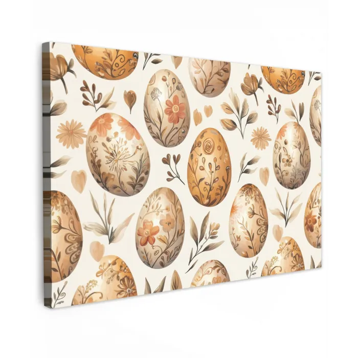 Paaseieren - Bruin - Bloemen Tuinposter op houten frame 2 cm dik klein -3d