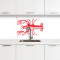 Kreeft - Rood - Wit keuken achterwand 2 middel -3d