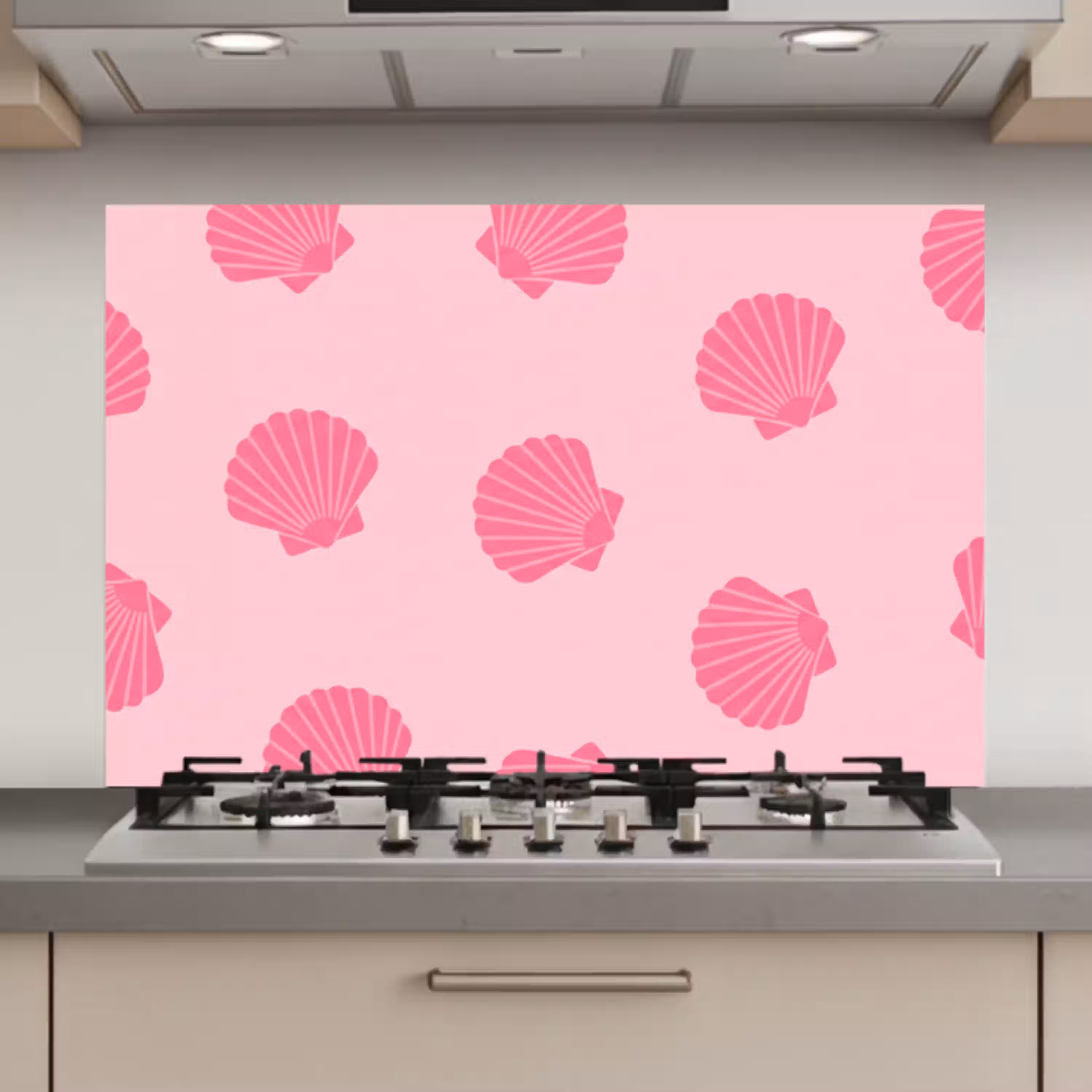 Schelp - Patroon - Zee - Modern - Roze keuken achterwand spatscherm klein -3d_website
