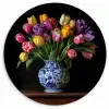 Tulpen - Kleuren - Hout - Vaas Wandcirkel plexiglas klein -3d
