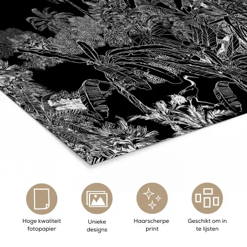 Bladeren -  Inductie beschermer - Bomen - Inductie mat - Jungle poster papier klein -closeup_NL