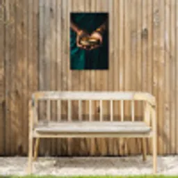 Goud - Kom - Blauw Tuinposter op houten frame 2 cm dik klein -sfeer4
