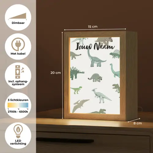 Dino - Groen - Jongens - Dinosaurus - Blauw Light Box met kabel (Kinderlampje) klein -USP_NL