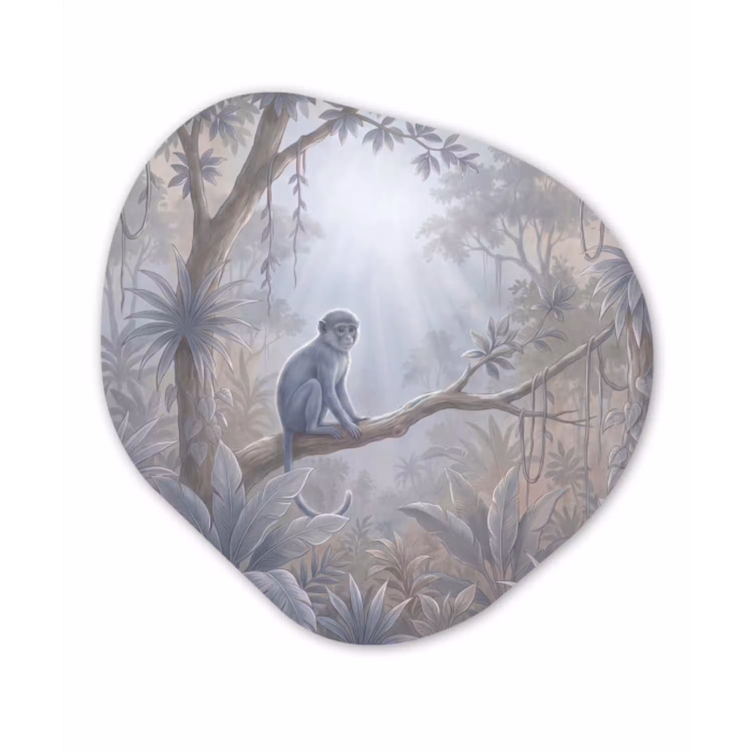 Aap - Boom - Jungle - Natuur - Grijs Wandcirkel Organisch Forex 3mm klein -3d