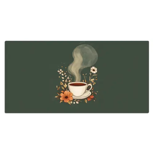 Kop - Bloemen - Groen - Koffie Muismat XXL klein -3d_leeg