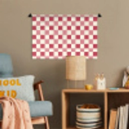 Patroon - Schaak - Roze Wandkleed katoen klein 269 -wsfeer4_kind