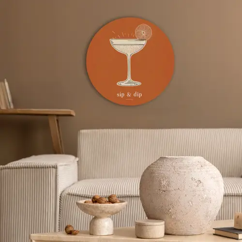 Cocktail - Oranje - Zomer - Quote Akoestische PET Vilt - Rond klein -sfeer1