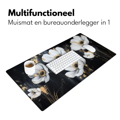 Bloemen - Wit - Abstract Muismat XXL klein -sfeer4