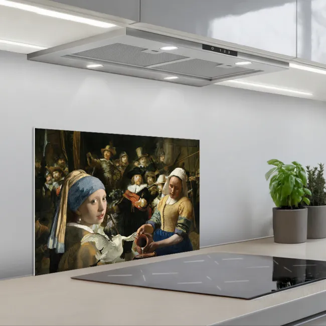 Schilderij - Oude Meesters - Zwaan keuken achterwand spatscherm klein -3d_schuin