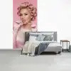 Vrouw - Roze - Parelketting - Krulspelden fotobehang vinyl groot -slaapkamer