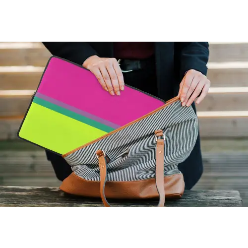 Strepen - Modern - Kleurrijk laptophoes neopreen klein -tas
