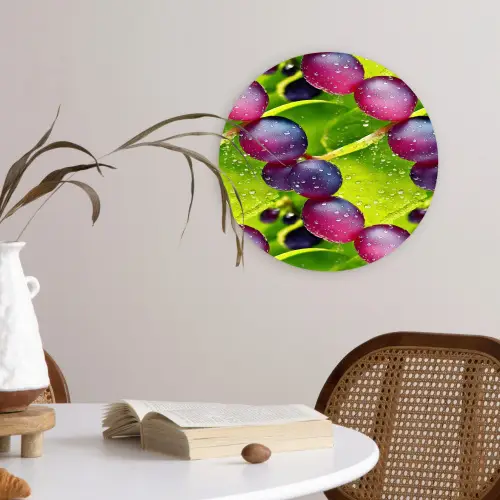 Bessen - Paars - Groen - Dauw Wandcirkel plexiglas klein 852 -sfeer4