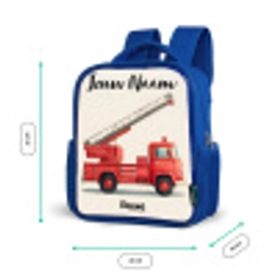 Brandweerwagen - Getekend - Rood Kinderrugzak - Blauw middel -productfoto_formaten