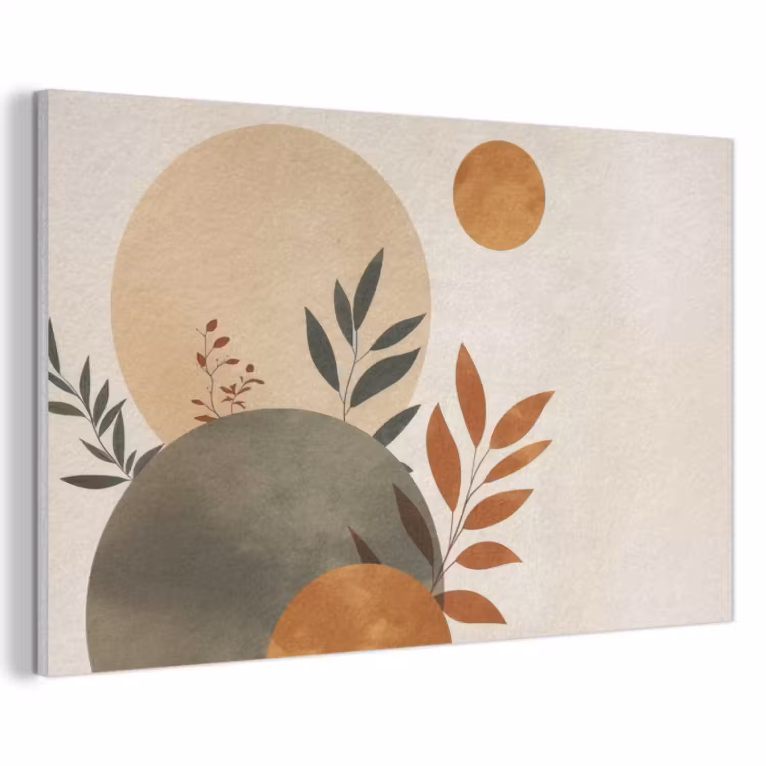 Akoestisch schilderij - Vormen - Rond - Bladeren - Beige