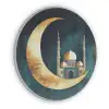 Moskee - Halve maan - Goud - Ramadan - Islamitische Akoestische PET Vilt - Rond klein -3d