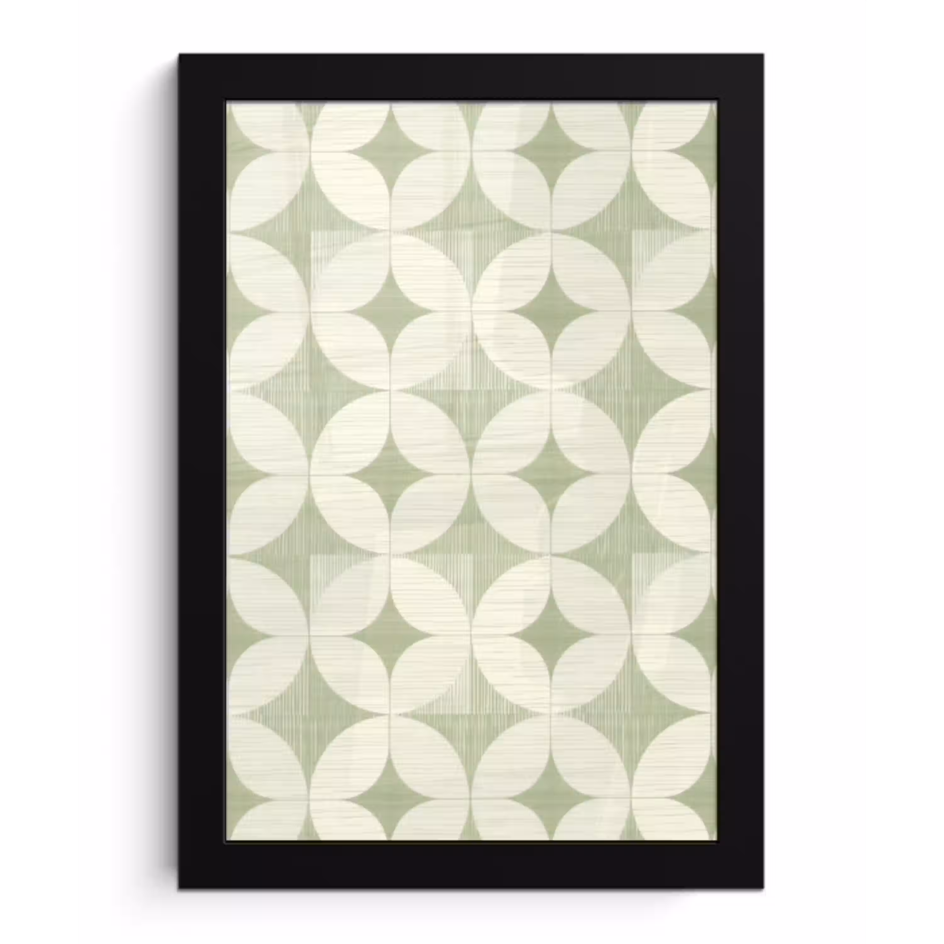 Saliegroen - Geometrisch - Retro - Mid-Century - Patroon fotolijst zwart zonder passe partout klein 224 -3d