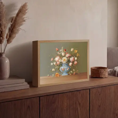 Neutral - Bloemen - Boeket - Vaas Light Box met batterij (Wandlamp) middel -sfeer2
