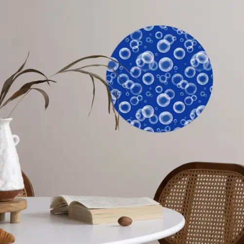 Bubbels - Patroon - Blauw Wandcirkel behangsticker klein -sfeer3