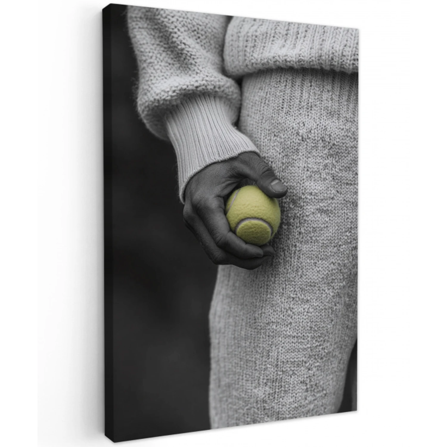 Tennisbal - Zwart - Wit Tuinposter op houten frame 2 cm dik middel -3d