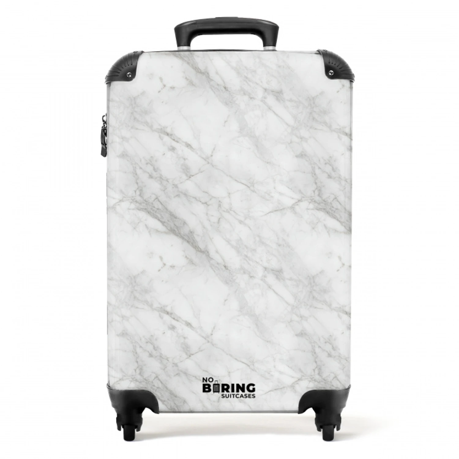 Klassiek - Marmer - Grijs NBS - Handbagage koffer - Volwassenen Unisex middel -productfoto_recht
