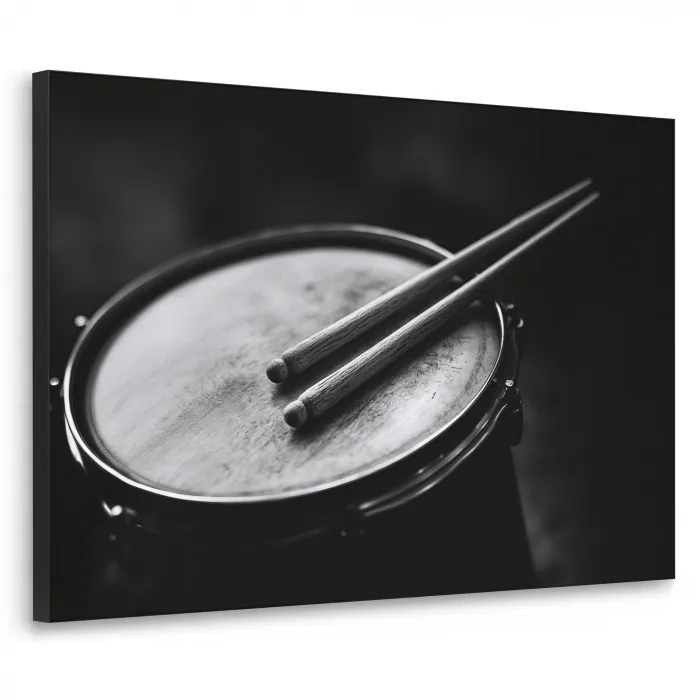 Trommel - Close-up - Drumstokken - Zwart Textielframe zwart klein -3d