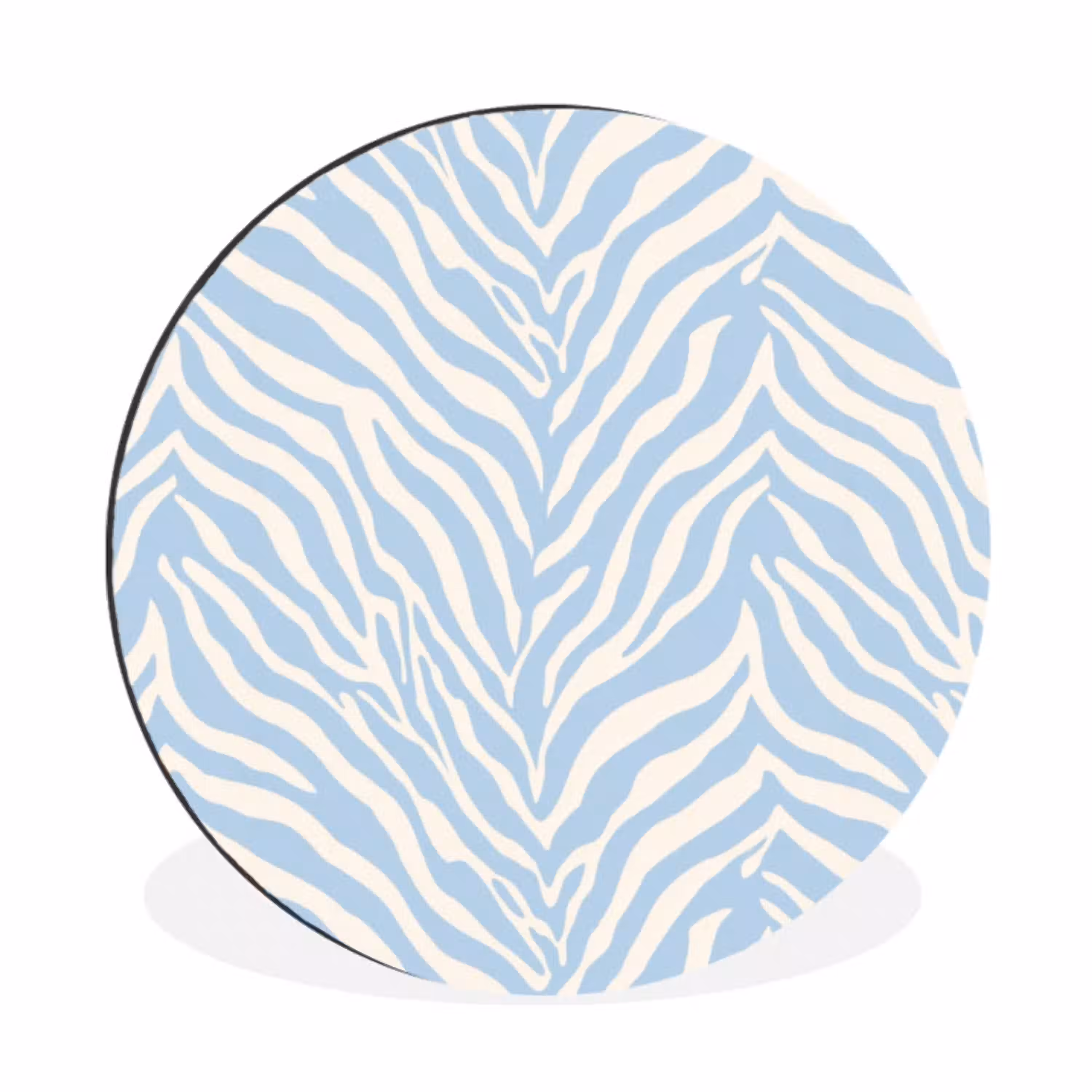Zebra - Motief - Blauw - Wit Wandcirkel aluminium klein 190 -3d