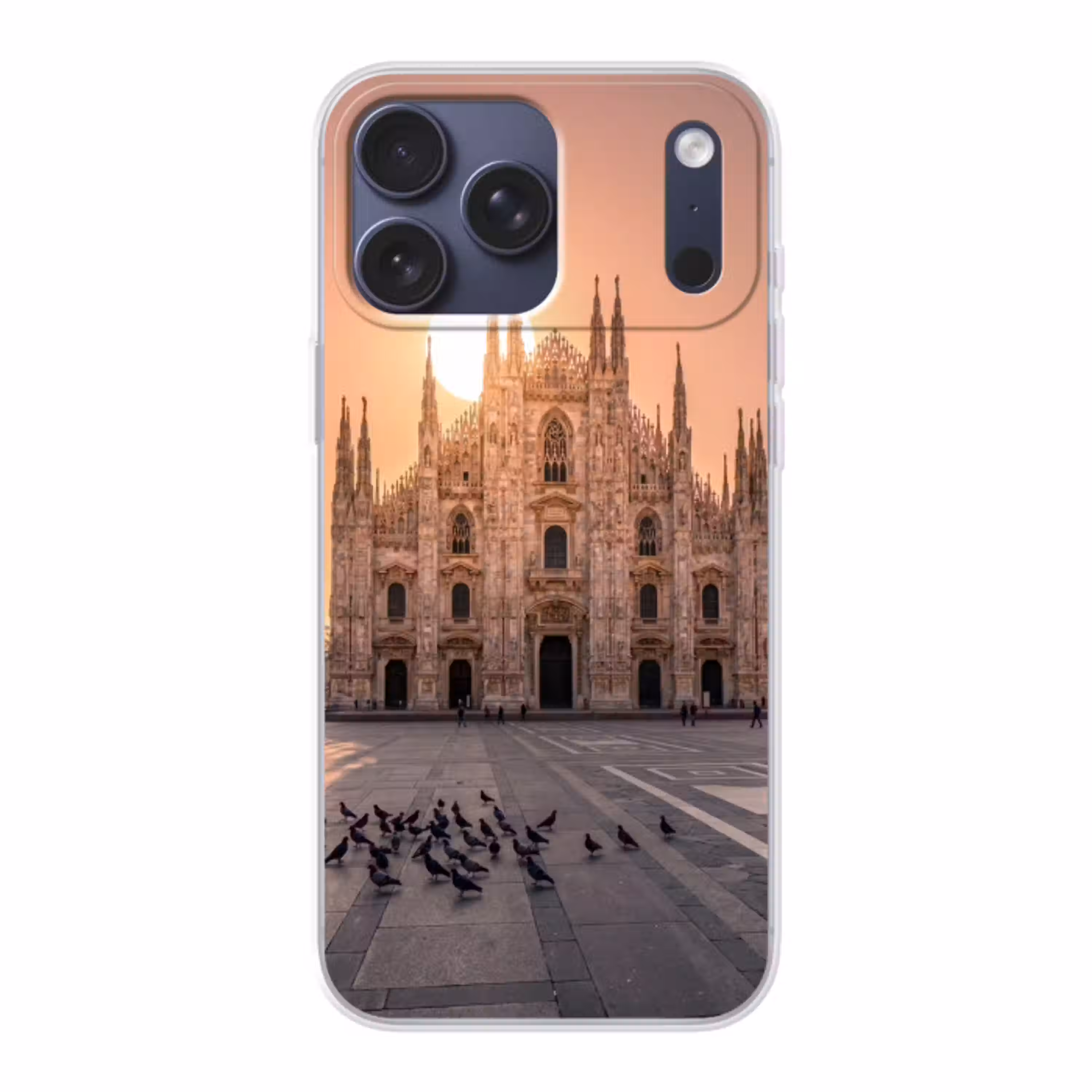 Architectuur - Milaan - Plein - Zonsopgang - Oranje Telefoonhoesje iPhone 17 Pro Max klein -3d