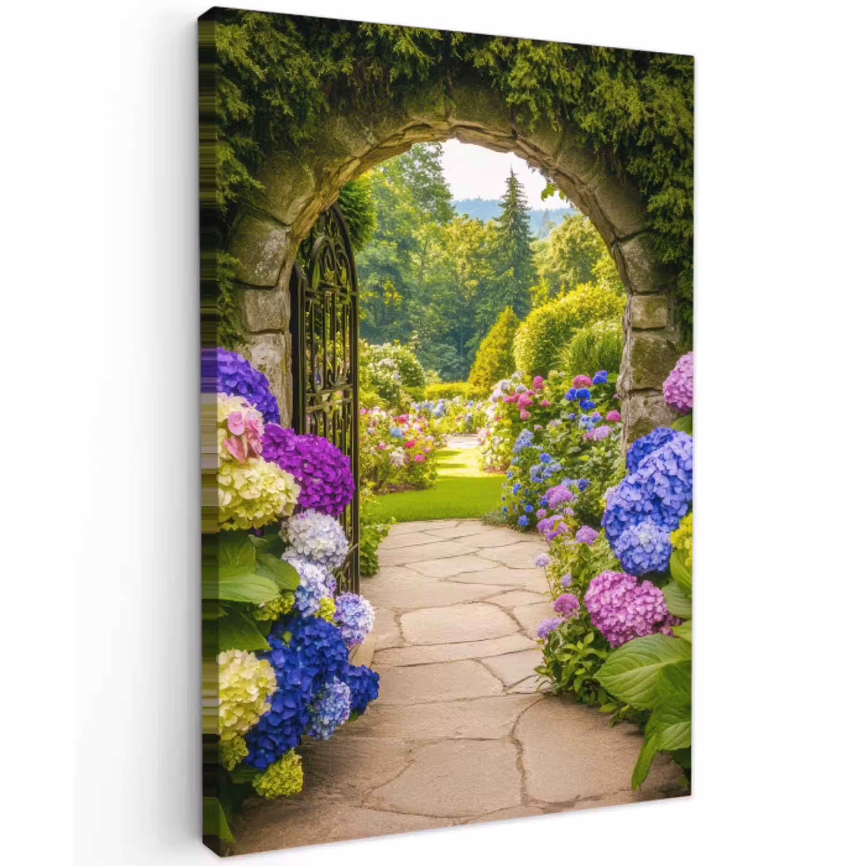 Doorkijk - Poort - Hortensia - Bloementuin canvas 2cm klein -z3d