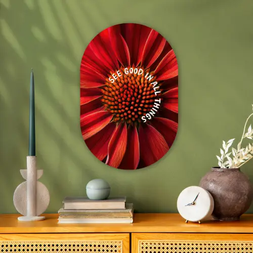 Close up - Bloem - Quote - Rood Wandcirkel Ovaal Forex klein -sfeer2