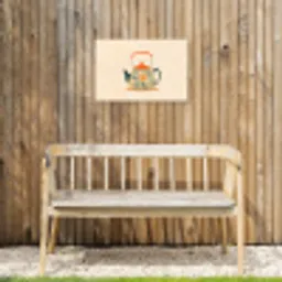 Oranje - Theepot - Bloemen - Bladeren Tuinposter op houten frame 2 cm dik klein -sfeer4