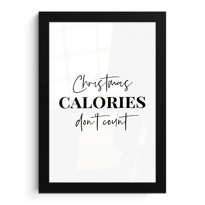 Kerst quote - Winter - Christmas calories - Wit fotolijst zwart zonder passe partout klein -3d
