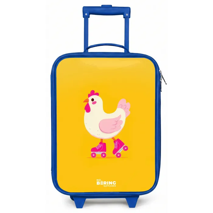 Kip - Rolschaatsen - Geel Kinderkoffer - Blauw klein -zz3dotto