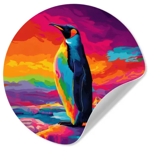 Ijsschots - Pinguïn - Abstract - Lucht Wandcirkel behangsticker klein -3d
