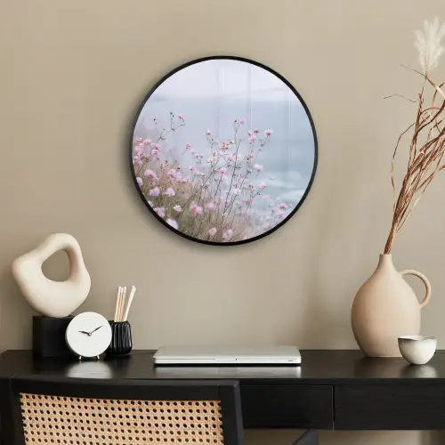 Klif - Bloemen - Zee - Roze Fotolijst rond zonder passe partout klein -sfeer1