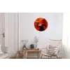 Oranje - Hoed - Vrouw Wandcirkel aluminium klein -woonkamer