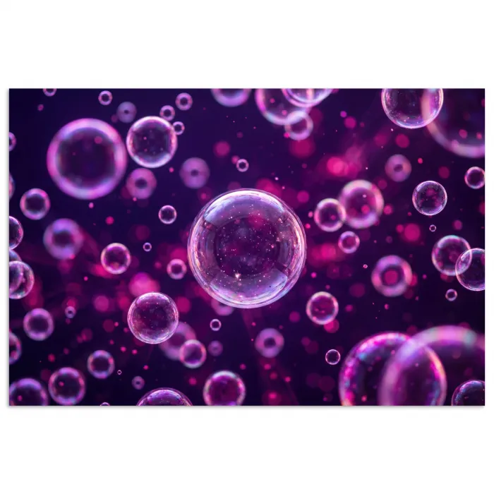 Paars - Bubbels - Schuim poster papier klein -3d