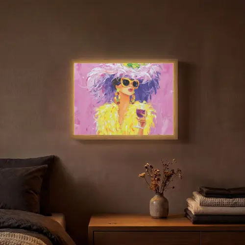 Zonnebril - Vrouw - Jas - Veren Light Box met batterij (Wandlamp) middel -sfeer4