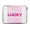 Lucky - Roze - Patroon laptophoes neopreen klein -3d