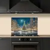 Kerstnacht - Stadsplein - Meerkleurig keuken achterwand spatscherm klein -sfeer1